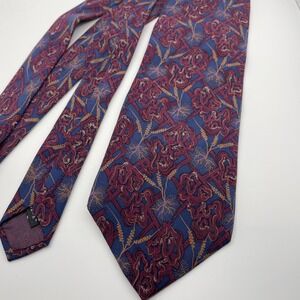Christian Dior Monsieur Men Silk Tie Blue Burgundy Patterned